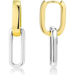 Two-Tone Chain Link Earrings | Sterling Silver & 14K Gold Plated Paperclip